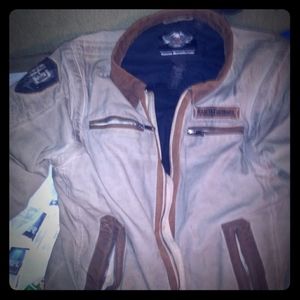 Harley Davidson 2 in 1 Brown Denim Jacket Size: L